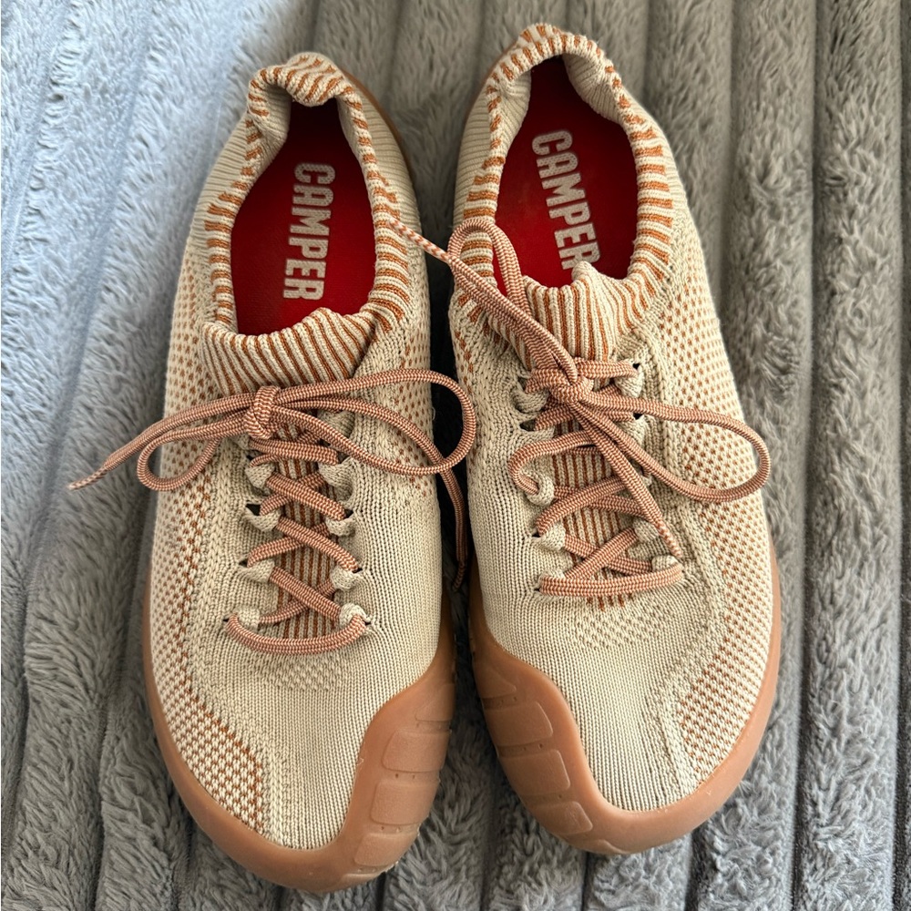 Camper Tan Sneakers with Sporty Low-Top Design